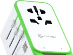 GlocalMe RoamPlug Universal Travel Adapter with 4G WiFi Mobile Hotspot and US 8GB Data, All-in-One International Power Plug Adapter, 4 USB Ports and Max 70W Output for EU UK AUS