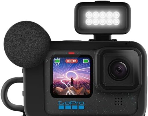 GoPro HERO12 Black Creator Edition – Includes HERO12 Black , Volta (Battery Grip, Tripod, Remote), Media Mod, Light Mod, Enduro Battery, and Carrying Case
