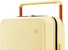 mixi Luggage Suitcases with Spinner Wheels,Upgrade Wide Handle PC Hardshell Rolling Travel Suitcase with TSA Lock, Checked-Medium 24-Inch, Lark Yellow