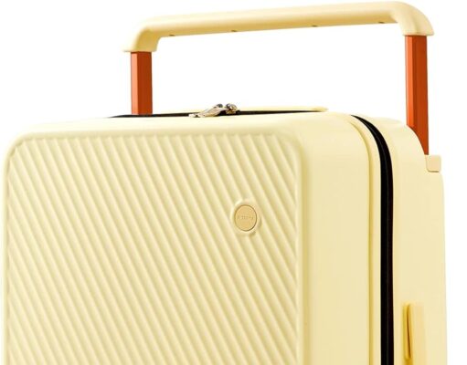 mixi Luggage Suitcases with Spinner Wheels,Upgrade Wide Handle PC Hardshell Rolling Travel Suitcase with TSA Lock, Checked-Medium 24-Inch, Lark Yellow