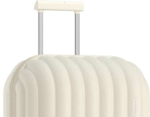 artrips Checked Luggage 24 inch,Medium Suitcase with 8 Spinner Wheels,PC Lightweight Hardside Luggage,Bread Design,TSA Lock,White,Checked-Medium 24-Inch,60L