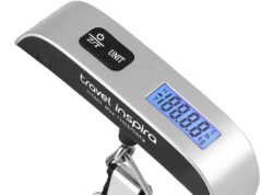 travel inspira Luggage Scale, Portable Digital Hanging Baggage Scale for Travel, Suitcase Weight Scale with Rubber Paint, 110 Pounds, Battery Included