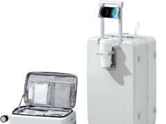 Hanke Luggage 28 Inch Large Suitcases with Wheels,Top Opening Checked Luggage Hard Case Travel Luggage with TSA Lock and Cup Holder,Smoke White