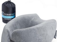 TRAVELREST Nest Memory Foam Travel Pillow & Neck Pillow – Advanced Neck Support for Long Flights – Patented Design for Optimal Relaxation – Long Travel – Unmatched Sleep – Washable Cover – Gray