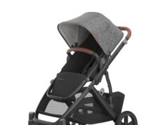 UPPAbaby Vista V3 Stroller – Full-Size Single-to-Double Stroller System – Toddler Seat, Bug Shield, Rain Shield, and Storage Bag Included – Greyson (Charcoal Mélange/Carbon Frame/Saddle Leather)