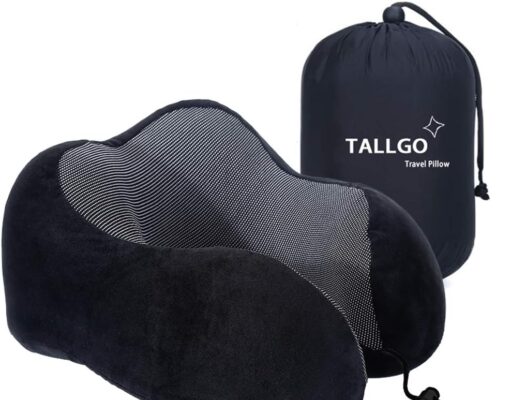 Travel Pillow, Best Memory Foam Neck Pillow Head Support Soft Pillow for Sleeping Rest, Airplane Car & Home Use (Black)