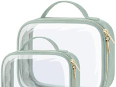 PACKISM TSA Approved Toiletry Bag, 2 Pack Clear Makeup Bags with Handle Large Opening, Clear Toiletry Bags Fit Carry-on Travel Essential, Clear Travel Bags for Toiletries, Laurel Green