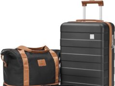 imiomo Carry on Luggage, 20 IN Carry-on Suitcase with Spinner Wheels, Hardside 3PCS Set Lightweight Rolling Travel Luggage with TSA Lock(20″/Black)