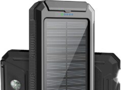 ERRBBIC Solar Charger 38800mAh Solar Power Bank Waterproof Portable External Backup Battery Charger Built-in Dual USB/Flashlight for All Cell Phone, Tablet, and Electronic Devices(Black)