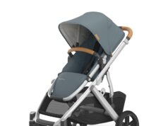 UPPAbaby Vista V3 Stroller – Full-Size Single-to-Double Stroller System – Toddler Seat, Bug Shield, Rain Shield, and Storage Bag Included – Callum (Stone Blue/Silver Frame/Sand Leather)