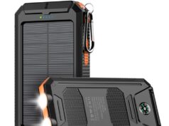 Power-Bank-Portable-Charger-Solar – 36800mAh Waterproof Portable External Backup Battery Charger Built-in Dual QC 3.0 5V3.1A Fast USB and Flashlight for All Phone and Electronic Devices (Deep Orange)