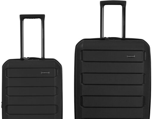 Traveler’s Choice Pagosa Indestructible Hardshell Expandable Spinner Luggage, Black, 2 Piece Set