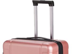Karl home 24in Checked-Medium Luggage Expandable Lightweight Hard Shell Suitcases with Wheels Built-In TSA Luggage Bag for Business/Travel Rose Gold