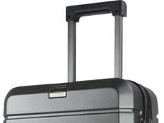 KROSER Hardside Expandable Carry On Luggage with Spinner Wheels & Built-in TSA Lock, Durable Suitcase Rolling Luggage with USB Port, Carry-On 20-Inch Steel Grey