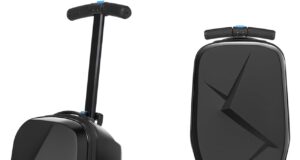 Scooter Luggage For Kids & Adults,Hardside Ride On Suitcase For Kids Ages 4-15 Multifunctional Lightweight Foldable Carry On Luggage With Wheels Ride On For Children Teenagers(charcoal black)