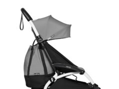 BABYZEN YOYO2 Stroller + YOYO Bag – Includes White Frame, Grey Seat Cushion, Grey Canopy, Grey YOYO Bag, Wheel Base & Hooks – Suitable for Children Up to 48.5 Lbs