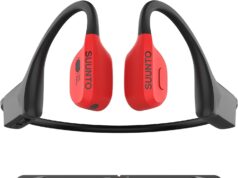 SUUNTO Wing Open-Ear Bone Conduction Headphone, Bluetooth Wireless Sport Headphone w/Head Movement Control, Built-in HD Mic, IP67 Sweatproof, Safety Lights, 10H Playtime & 20H w/Charging Stand, Red