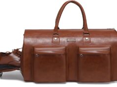 Leather Garment Bag for Travel, Modoker Carry On Suit Carrier Travel Bag with Shoulder Strap/Multiple Pockets – Ideal for Business Trips & Weekend Getaways – The Garment Duffel Bag for Traveling Men