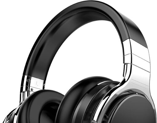 Silensys E7 Active Noise Cancelling Headphones Bluetooth Headphones with Microphone Deep Bass Wireless Headphones Over Ear, Comfortable Protein Earpads, 30 Hours Playtime for Travel/Work, Black