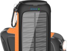 Solar Charger Power Bank, 38800mAh Portable Phone Charger with 1 Type-C & 2 USB-A Ports Built-in Dual LED Flashlight, 15W Fast Charging Waterproof Solar Panel Charger