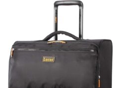 Lucas Designer Luggage Collection – Expandable 28 Inch Softside Bag – Durable Large Ultra Lightweight Checked Suitcase with 8-Rolling Spinner Wheels (Black)