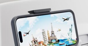 MiiKARE Airplane Travel Essentials Phone Holder, Universal Handsfree Phone Mount for Flying with 360 Degree Rotation, Accessory for Airplane, Travel Must Haves Phone Stand for Desk, Tray Table