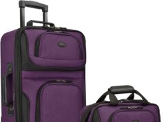 U.S. Traveler Rio Rugged Fabric Expandable Carry-on Luggage, Purple, Set