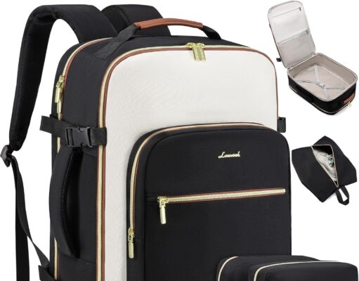 LOVEVOOK Large Travel Backpack for Women & Men, 40L Carry on Backpack for Airplanes, TSA Personal Item Travel Bag fits 17″ Laptop, Waterproof Travel Essentials Airline Approved with 3 Packing Cubes