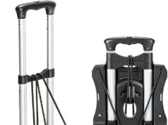 Small Folding Hand Truck Dolly with 2 Wheels, Foldable Luggage Cart, Lightweight Aluminum Collapsible Trolly Portable Dolly for Moving Airport Travel Use