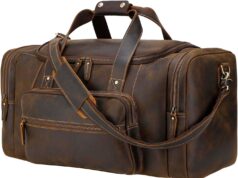Polare 23″ Full Grain Cowhide Leather Gym Duffle Weekender Overnight Travel Duffel Bag For Men 42L