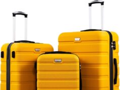 Coolife Luggage 3 Piece Set Suitcase Spinner Hardshell Lightweight TSA Lock (yellow, 3 piece set(20in24in28in))