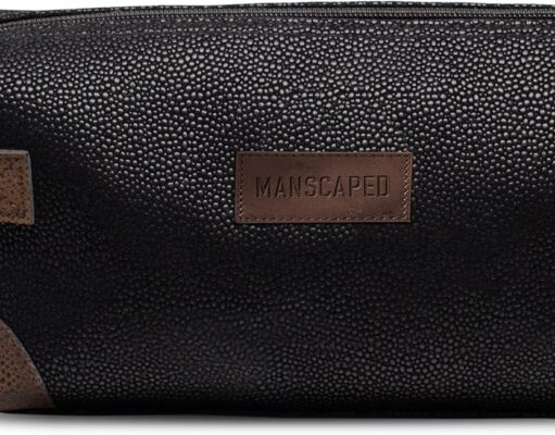 MANSCAPED® The Shed Men’s Premium Quality Toiletry Bag, PU Leather Dopp Kit, Bathroom Travel Bag, Shaving Kit Case, Trimmer Bag
