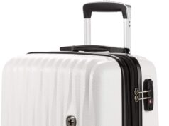 SwissGear 7272 Energie Expandable Hardside Luggage with Spinner Wheels and TSA Lock, White, Carry-On 19-Inch