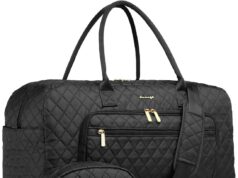 Large Women Travel Duffle Bag – Carry on Overnight Bag Weekend Travel Duffel Tote Bag Yoga Gym Bag with Wet Pocket Toiletry Weekender Overnight Bag for Travel Business Trips Sport Hospital Black