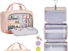 OlarHike Travel Toiletry Hanging Bag Waterproof Bags, Makeup bag, Toiletries, Jewelry, Travel Essentials 3 in 1 Packing Organizers, Cosmetic Travel-Sized Container, Medium Capacity for Women Pink