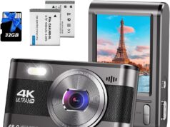 Digital Camera, 4K 48MP Autofocus Vlogging Camera for Photography YouTube Compact Vintage Travel Camera with Flash,18X Digital Zoom, Anti Shake 32G SD Card and 2 Batteries