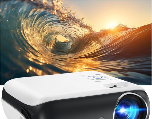 HAPPRUN Projector, Native 1080P Bluetooth Projector, Portable Outdoor Movie Projector, Full HD Mini Projector with Speaker for Home Bedroom, Compatible with Smartphone,HDMI,USB,AV,Fire Stick,PS5