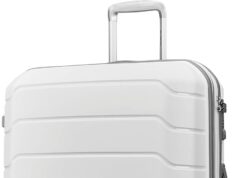 Samsonite Freeform Hardside Expandable with Double Spinner Wheels, Checked-Large 28-Inch, White