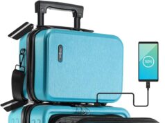 22 Inch Carry On Luggage 22x14x9 Airline Approved, Carry On Suitcase with Wheels, Hard-shell Carry-on Luggage, Durable Luggage Carry On, Teal Small Suitcase with Cosmetic Carry On Bag