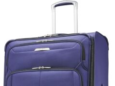 Samsonite Solyte DLX Softside Expandable Luggage with Spinner Wheels, Iris Blue, Checked-Large 29-Inch