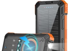 Solar Charger Power Bank 49800mAh Wireless Portable Phone Charger, 22.5W QC3.0 Fast Charging Built in 4 Cables with USB C 6 Outputs & 2 Inputs for Cell Phone Orange