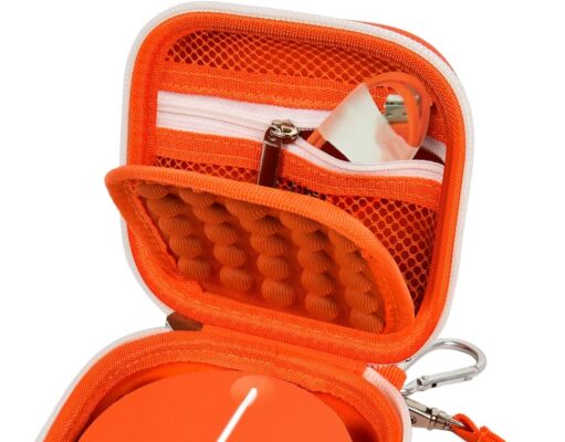 Boobowl Hard Case Compatible with SIMO/for Skyroam Solis Lite 4G LTE Portable WiFi Mobile Hotspot, Travel Router Storage Bag with Mesh Pocket for Rechargeable Batteries, Charger (Box Only)-Orange