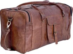 KPL 21 Inch Vintage Leather Duffel Travel Gym Sports Overnight Weekend Duffle Bags for men and women