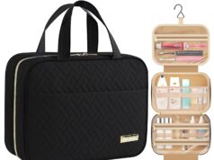 HOTOR Travel Toiletry Bag – Toiletry Bag w/Hanging Hook – Spacious Toiletry Bag for Women & Men, Makeup Bag/Big Comparment, Waterproof for Travel Accessories, Travel Essentials, Medium, Black