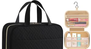 HOTOR Travel Toiletry Bag – Toiletry Bag w/Hanging Hook – Spacious Toiletry Bag for Women & Men, Makeup Bag/Big Comparment, Waterproof for Travel Accessories, Travel Essentials, Medium, Black