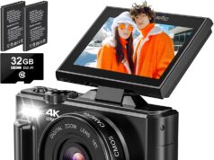4K Digital Camera – Digital Cameras for Photography – 64MP Vlogging Camera for YouTube – Autofocus Video Camera 3″ 180° Flip Screen with 18X Zoom – Compact Travel Cameras with 32GB SD Card 2 Batteries