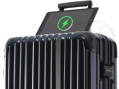 28” Luggage with USB Port Aluminum Frame, Vacation Suitcase for Trips, Black