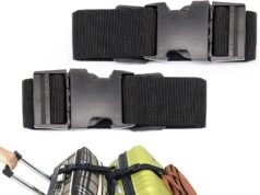 2Pack Add a Bag Luggage Strap Adjustable Suitcase Belt Travel Attachment Travel Accessories for Connect Your 3 Luggages, Black
