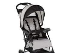 Kolcraft Cloud Plus Lightweight Baby Stroller, Travel Stroller with Large Storage Basket, Multi-Position Reclining Seat, One-Hand Steer, Compact Stroller, Infant and Toddler Stroller – Slate Gray