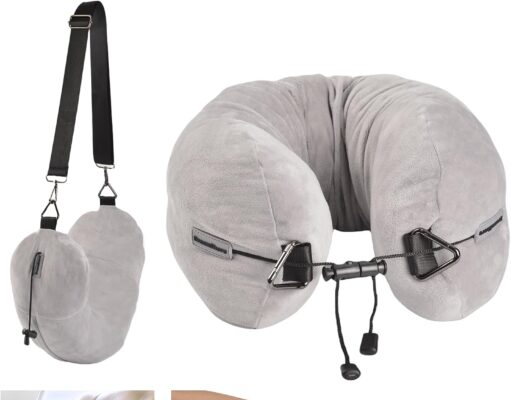 DreamShore Travel Pillow for Extra Luggage: Stuffable Neck Pillow with Adjustable Neck Size | Fits 3+ Days of Travel Essentials | Transformable Carry-On Solution | Soft Velvet Cover | No Filler